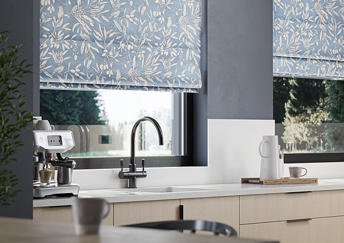 Aviary Velvet, Denim - Roman Blind - Image 5